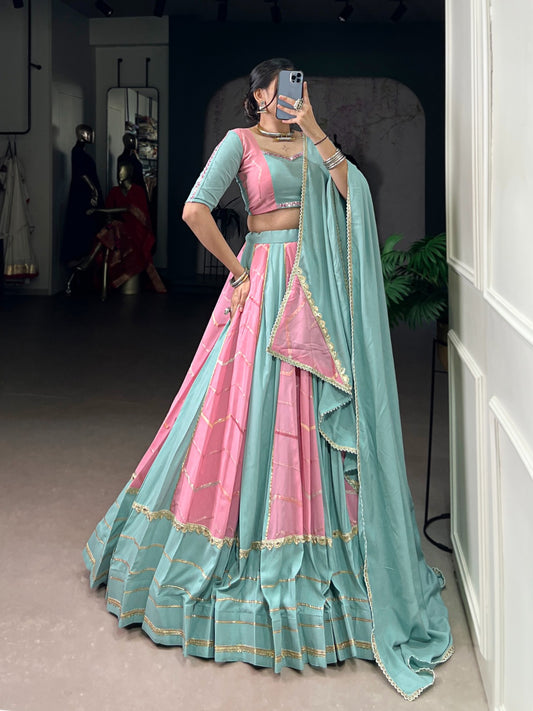 Light Pink Color Emboidery Work With Lace Touch Up Rayon Chaniya Choli