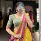 Women's Tussar Silk Lehenga Choli Set with Floral and Foil Print