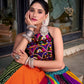 Multi Color Original Mirror Gamthi Work With Lace Touch Up Rayon Chaniya Choli