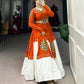 Women's Designer Trending Navaratri Cotton Plain & Gamthi Patch Lehenga Choli