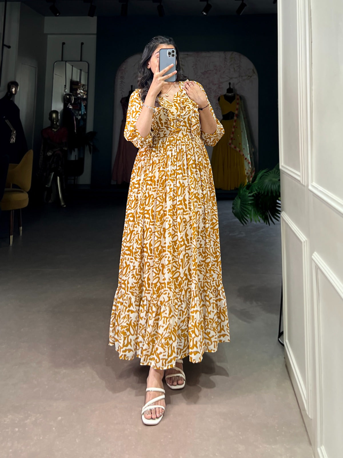 Designer Summer Frock in Georgette With Print Western Dress