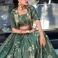 Tussar Silk Floral Print Jacket Lehenga Set Festive Wear