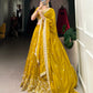 Mustard Golden Embroidered Vichitra Silk Lehenga Set with Sequins Detailing