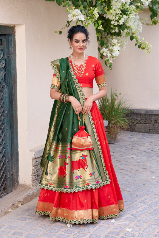 Embroidered Jacquard Silk Lehenga Choli