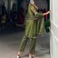 Mehendi Kurti Pant in Gold Coin With Sequence Embroidery and Dupatta