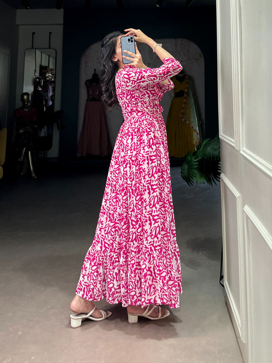 Designer Summer Frock in Georgette With Print Western Dress