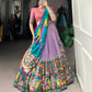 Women's Tussar Silk Lehenga Choli Set with Floral and Foil Print