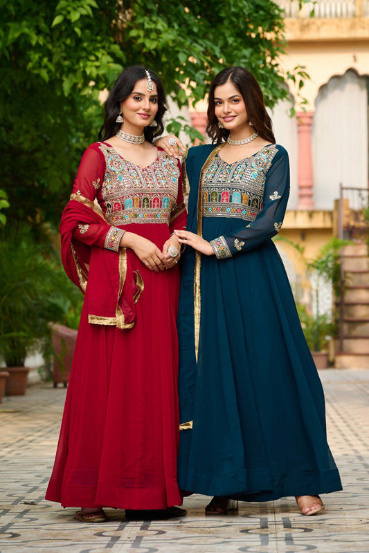 Launching New Party Wear Look Gown Dupatta Set
