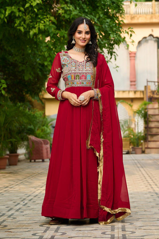 Launching New Party Wear Look Gown Dupatta Set