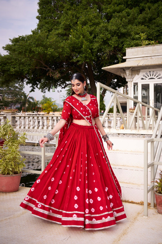 This Navratri, celebrate the fusion of fashion with tradition – Chanderi Bandhani design choli will give you charm and a unique glow on every rhythm of Garba