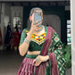 A festive blend of elegance and culture – Tasar silk with intricate Gamthi work, perfect for Navratri nights