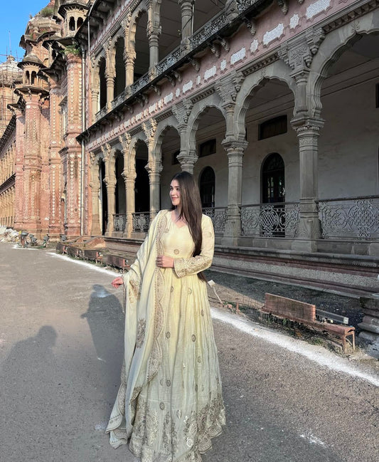 Enhance the beauty of your wardrobe with this newly launched designer anarkali gown with elegant dupatta