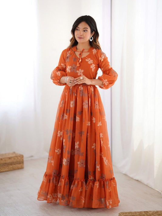 Orange Safari Muse Orange Floral Gown