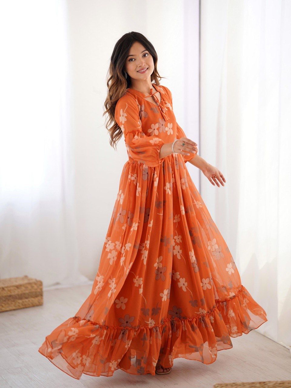 Orange Safari Muse Orange Floral Gown