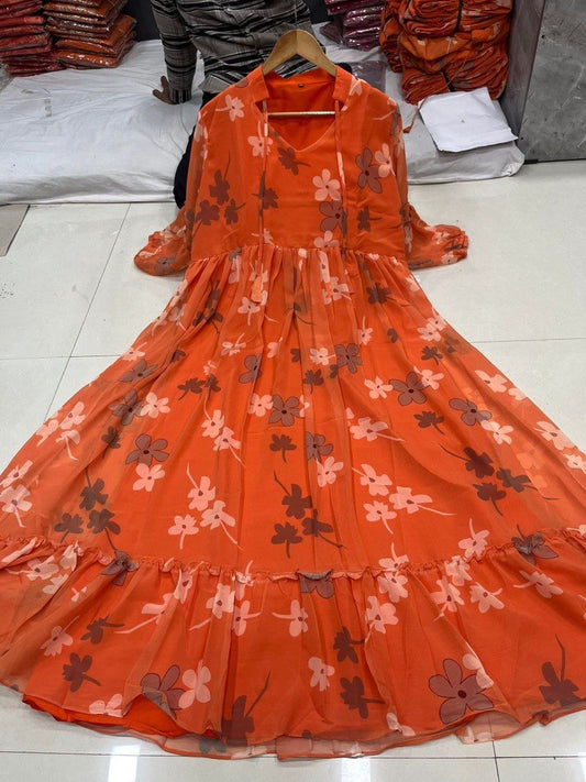 Orange Safari Muse Orange Floral Gown