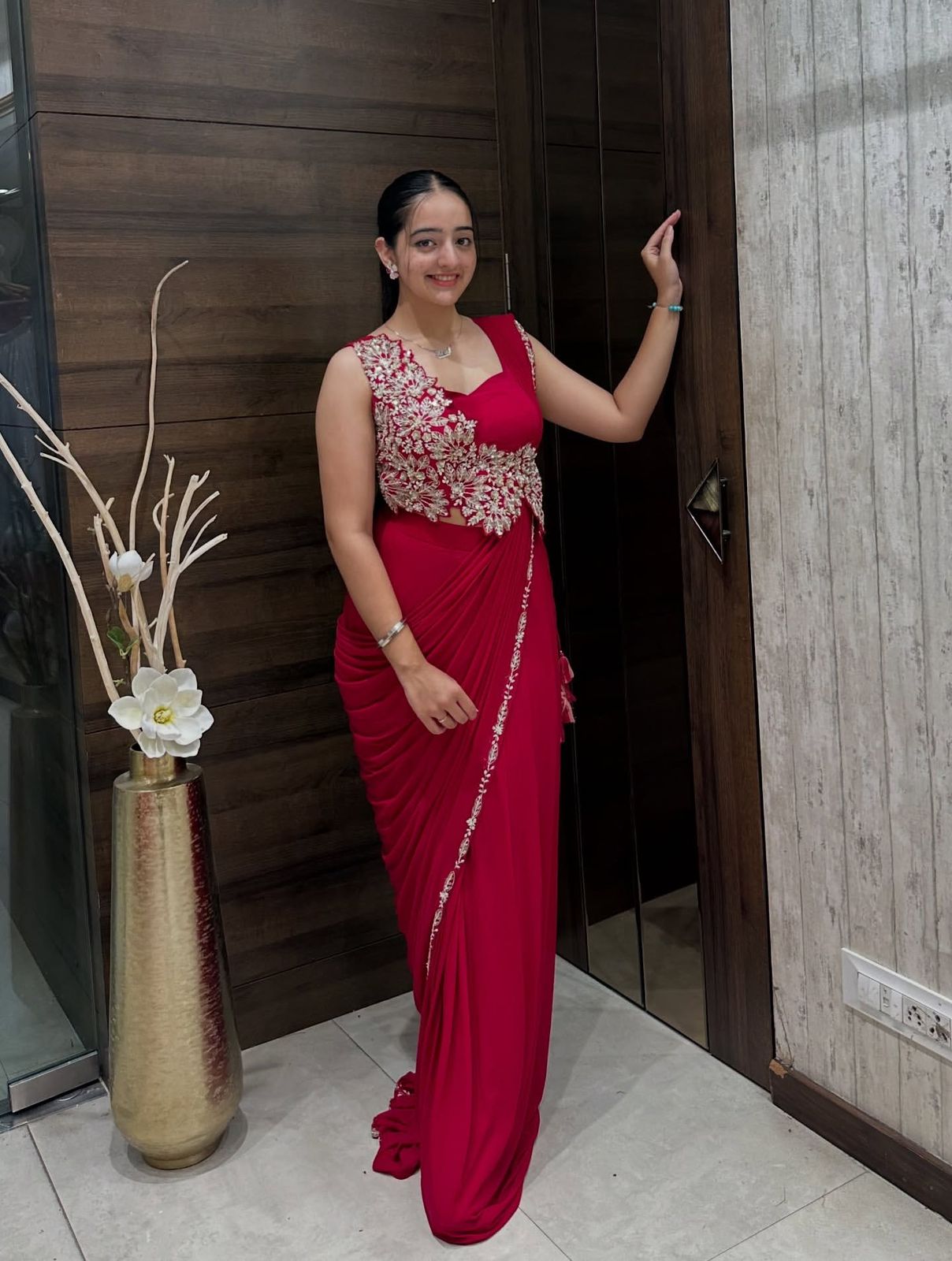 New Super Trending Embroidery cording work ready to wear saree with Embroidery Blouse