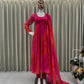 Comfortable gown with faux georgette fabric with printed work with stitched pant and dupatta