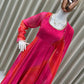 Comfortable gown with faux georgette fabric with printed work with stitched pant and dupatta