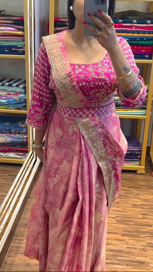 New Super Trending Embroidery Sequence work ready to wear saree