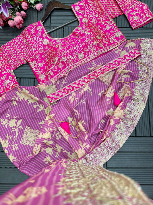 New Super Trending Embroidery Sequence work ready to wear saree