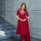 Presenting New Designer Collection In Roman simmer silk With Embroidery Work Top-Bottom And Dupatta Set Fully Stitched Ready To Wear