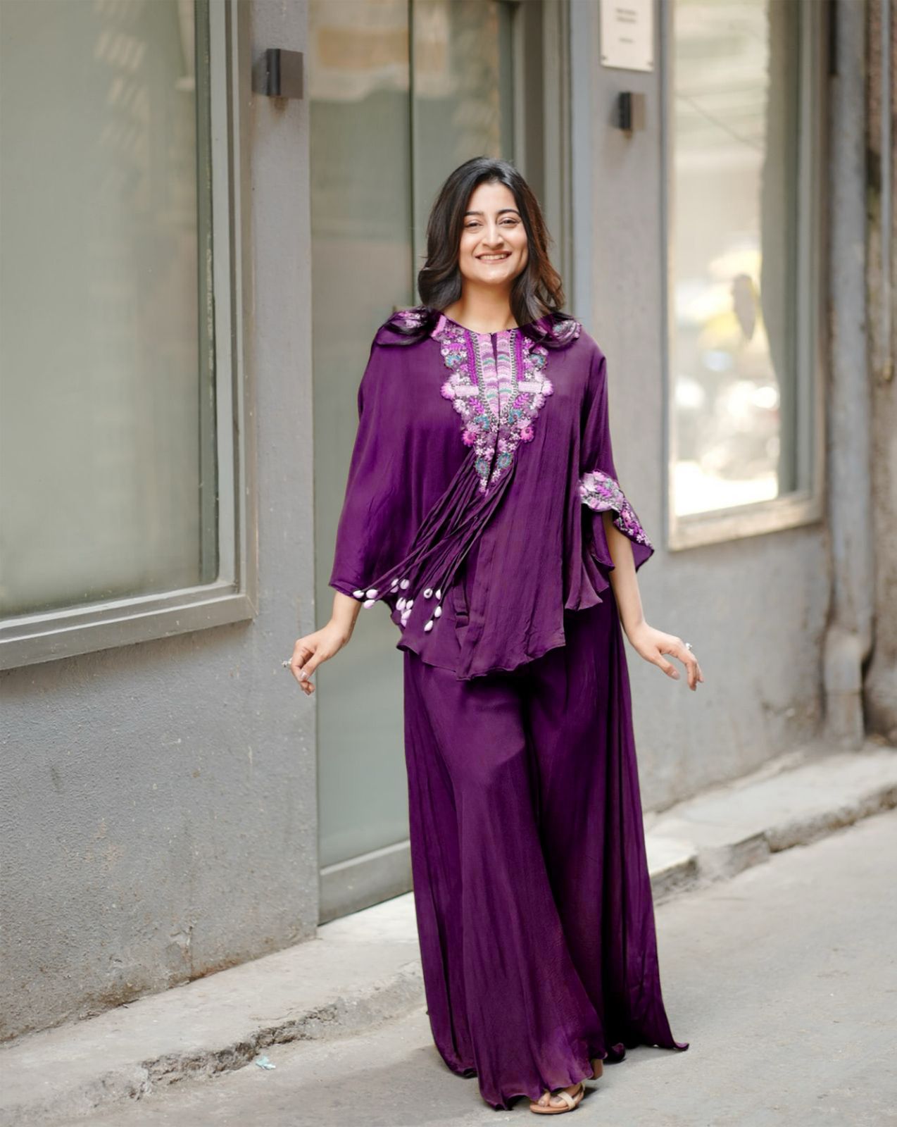 New trendy three piece indo western with sequence embroidered work