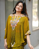 New trendy three piece indo western with sequence embroidered work