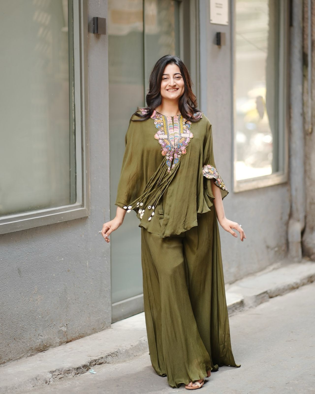 New trendy three piece indo western with sequence embroidered work