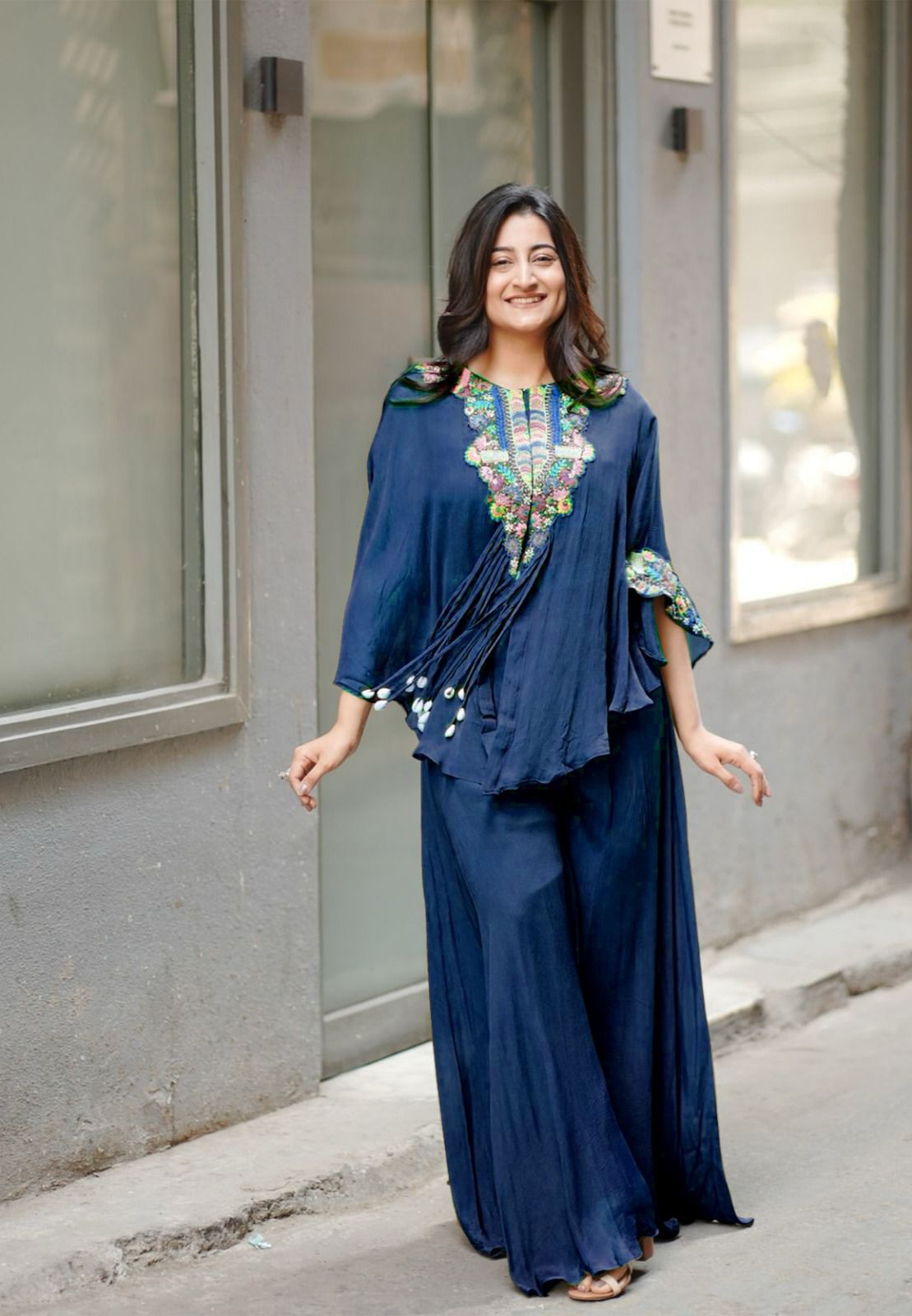 New trendy three piece indo western with sequence embroidered work