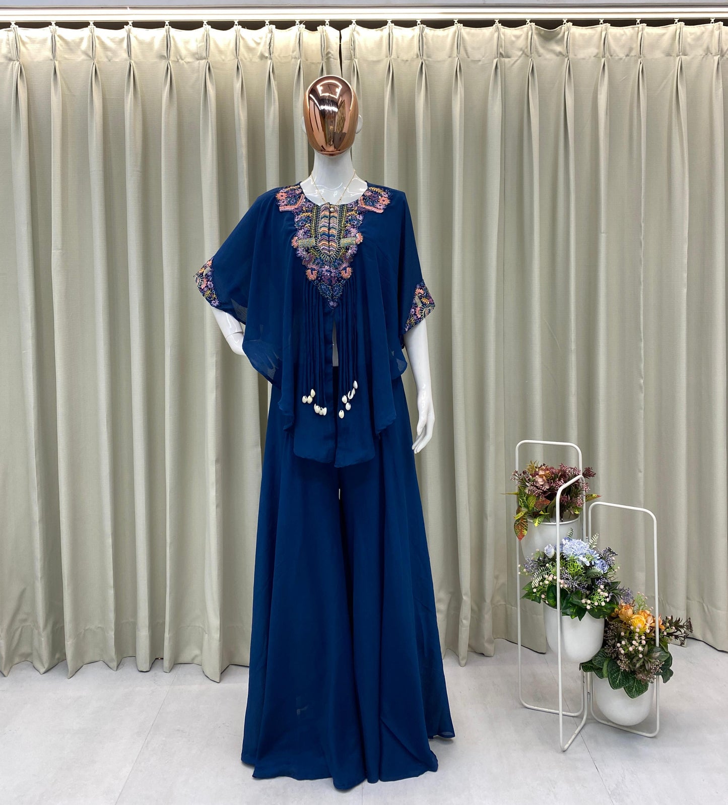 New trendy three piece indo western with sequence embroidered work