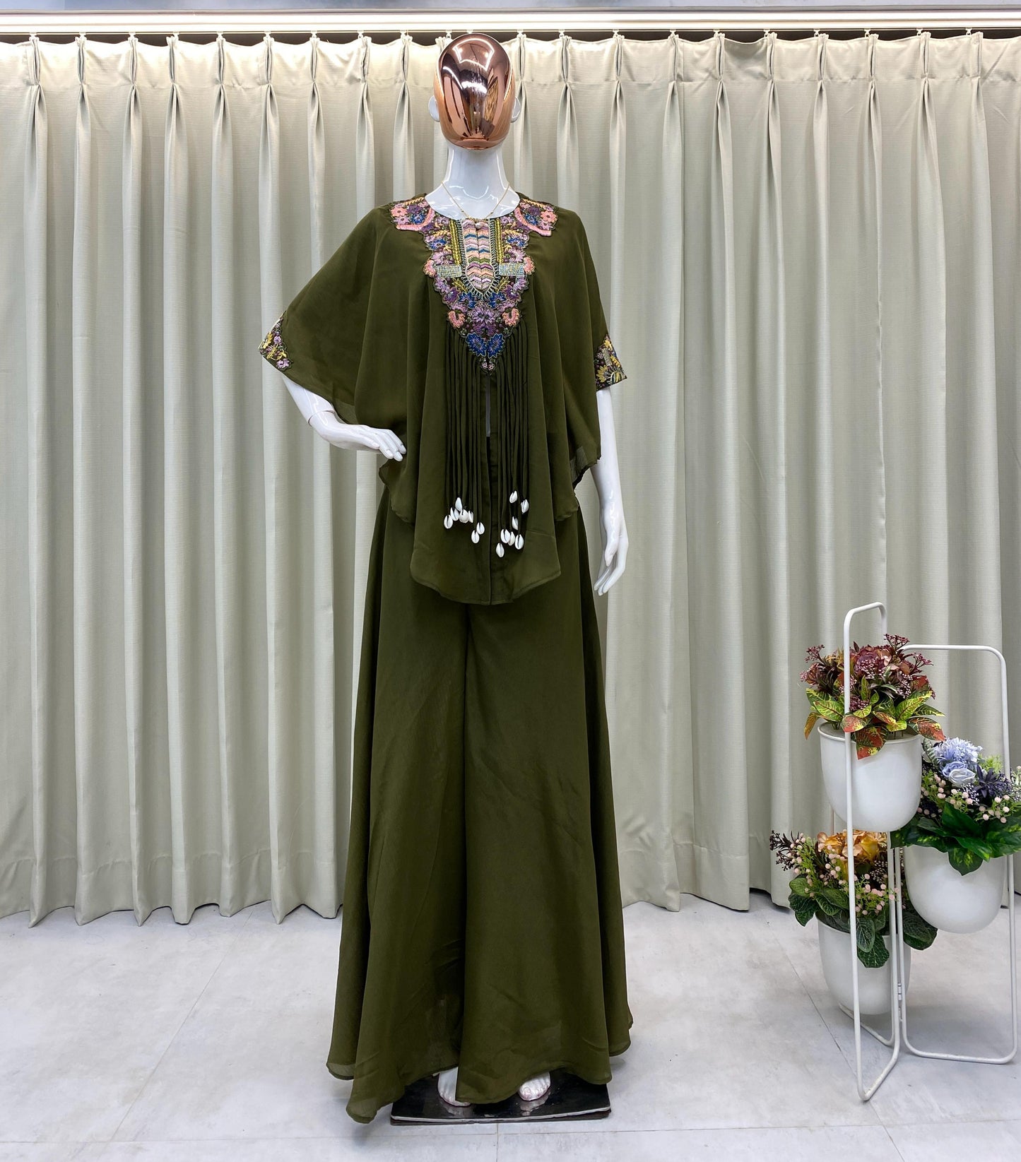 New trendy three piece indo western with sequence embroidered work