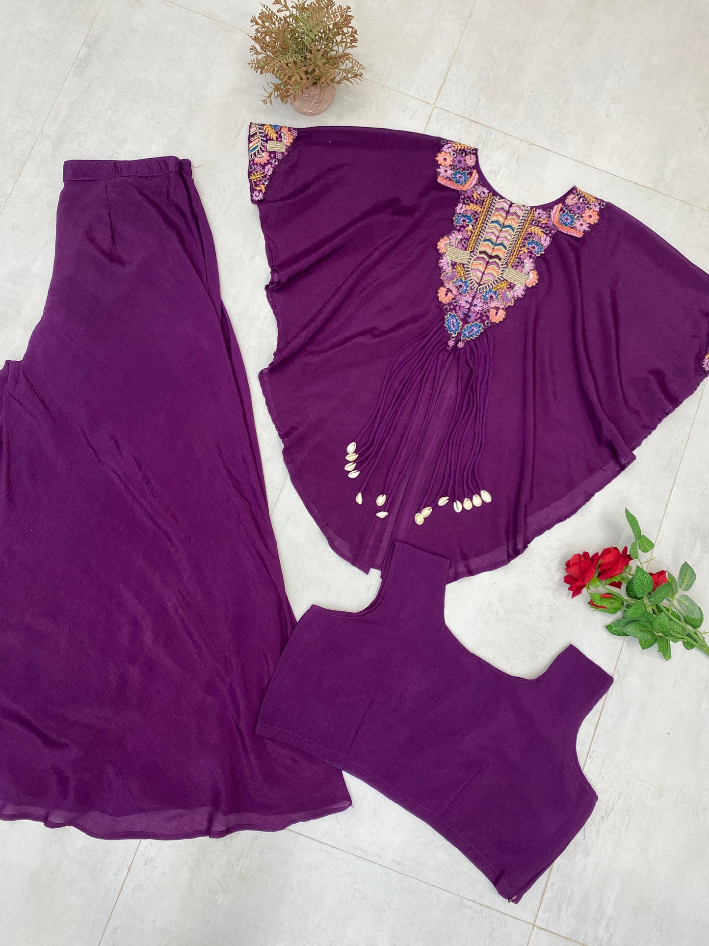 New trendy three piece indo western with sequence embroidered work
