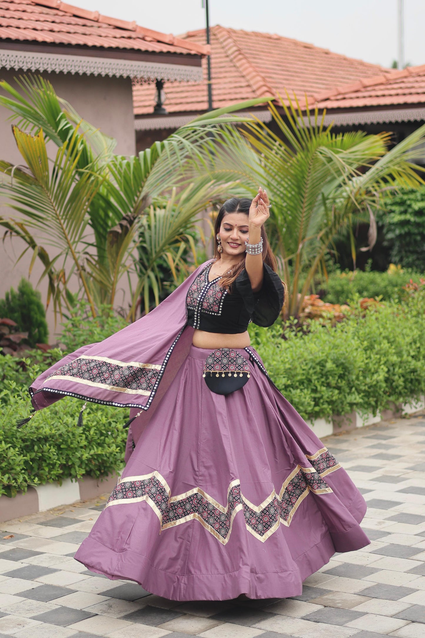 Launching Navratri Special Ajarakh Work Lehenga choli