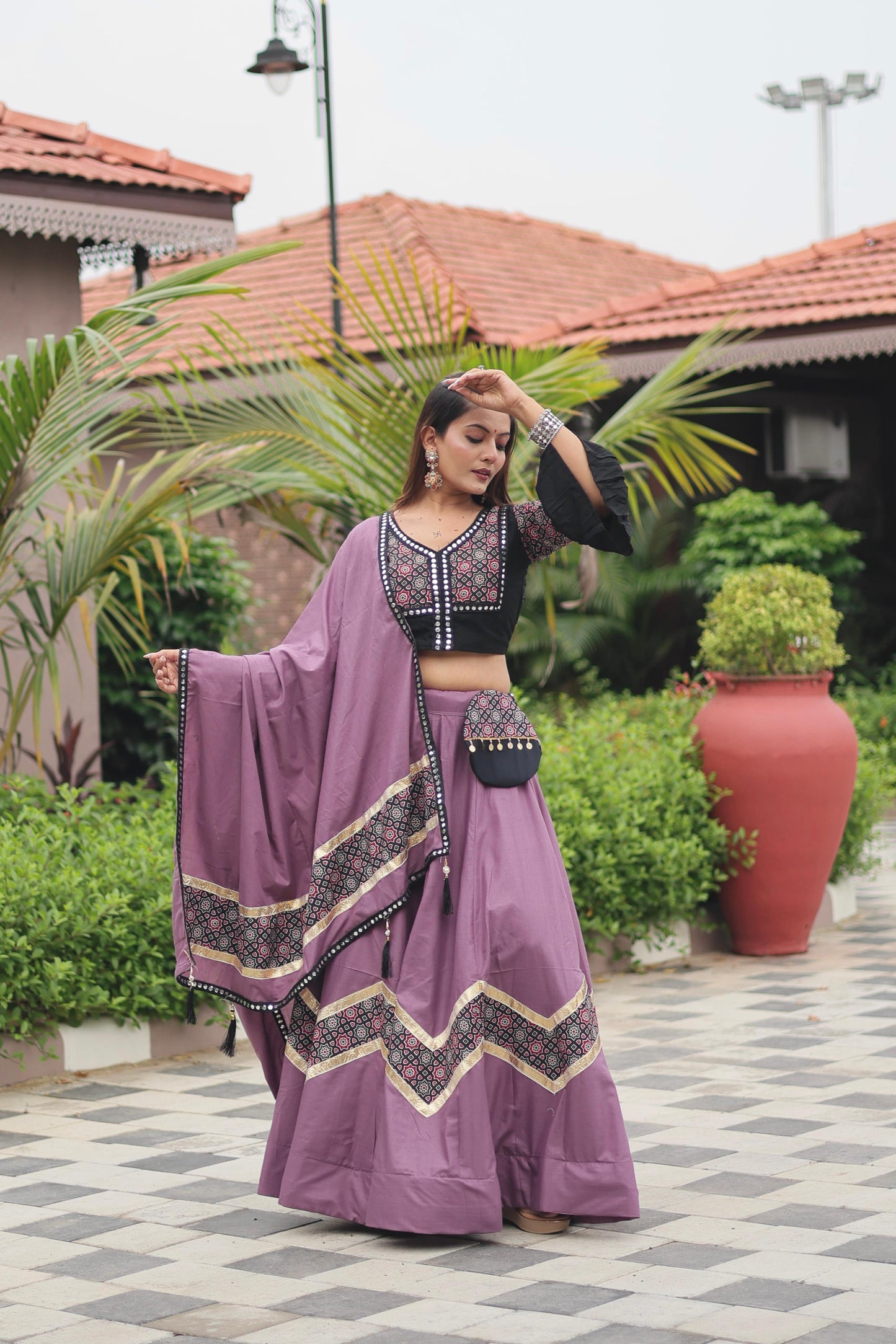 Launching Navratri Special Ajarakh Work Lehenga choli