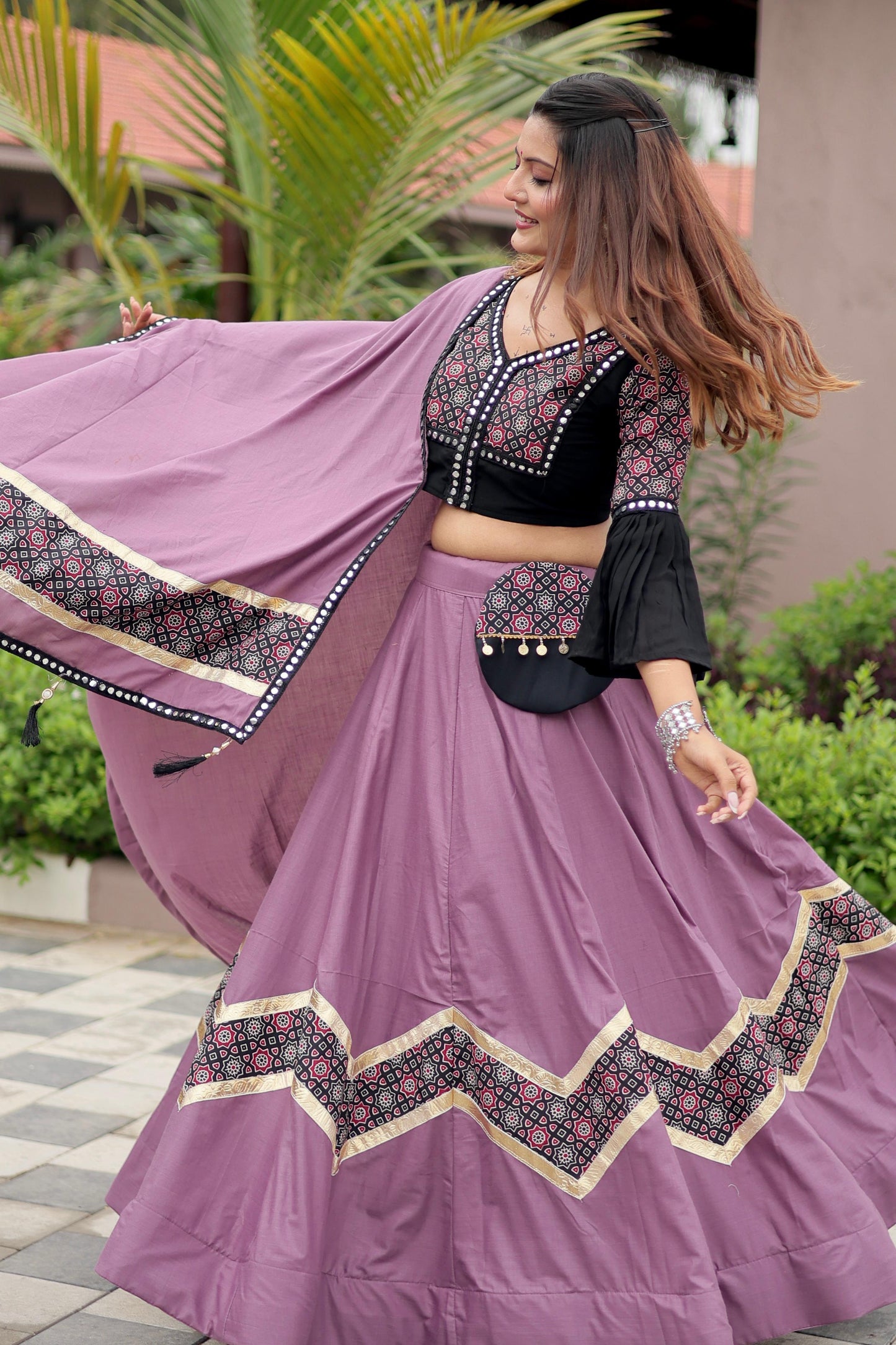 Launching Navratri Special Ajarakh Work Lehenga choli