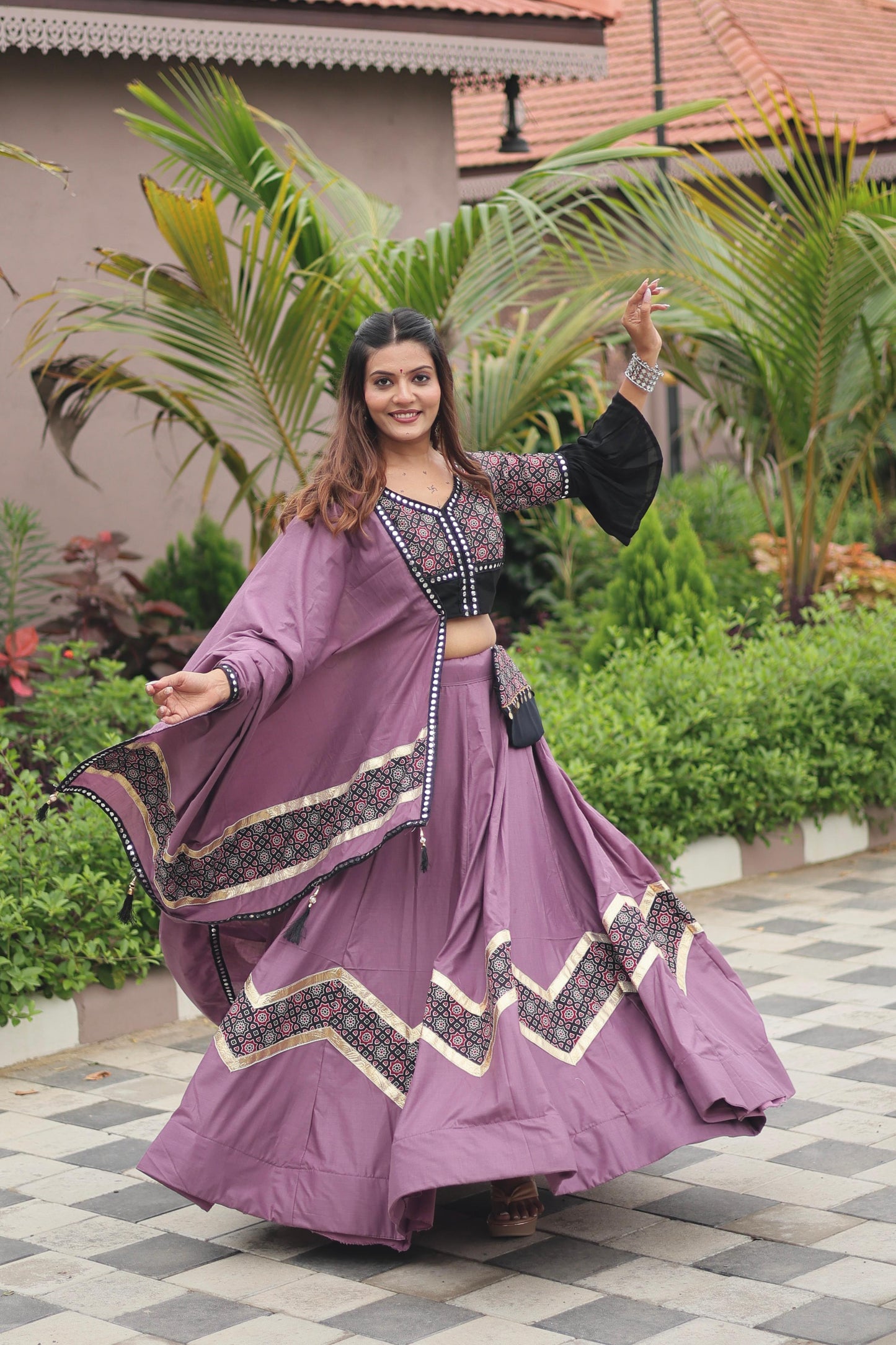 Launching Navratri Special Ajarakh Work Lehenga choli