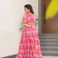 Desirable Women's Fully Flair Gown Made With Faux Georgette Fabrics With Print