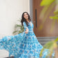 Desirable Women's Fully Flair Gown Made With Faux Georgette Fabrics With Print