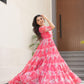 Desirable Women's Fully Flair Gown Made With Faux Georgette Fabrics With Print