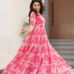 Desirable Women's Fully Flair Gown Made With Faux Georgette Fabrics With Print