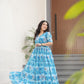 Desirable Women's Fully Flair Gown Made With Faux Georgette Fabrics With Print