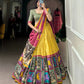 Women's Tussar Silk Lehenga Choli Set with Floral and Foil Print