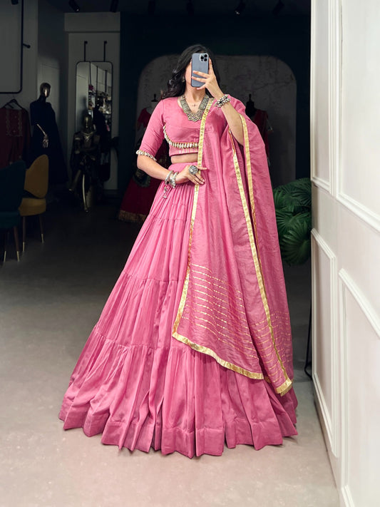Navratri Ready to Wear Lehenga in Chanderi Silk With 12 Meter Flair