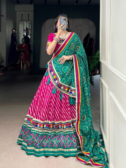 Monarch Latest Ikat Printed Patola Dola Silk Lehenga Choli With Traditiona Dupatta and Separate Blouse Pis