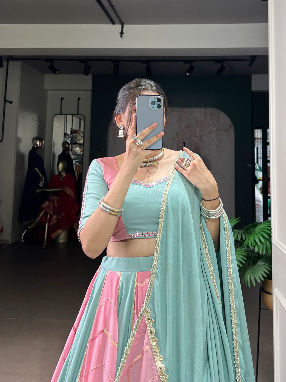 Light Pink Color Emboidery Work With Lace Touch Up Rayon Chaniya Choli