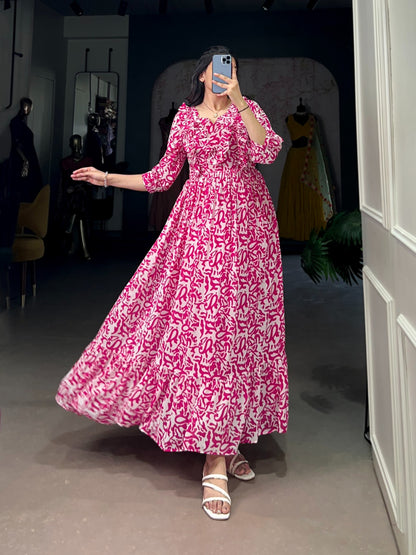 Designer Summer Frock in Georgette With Print Western Dress
