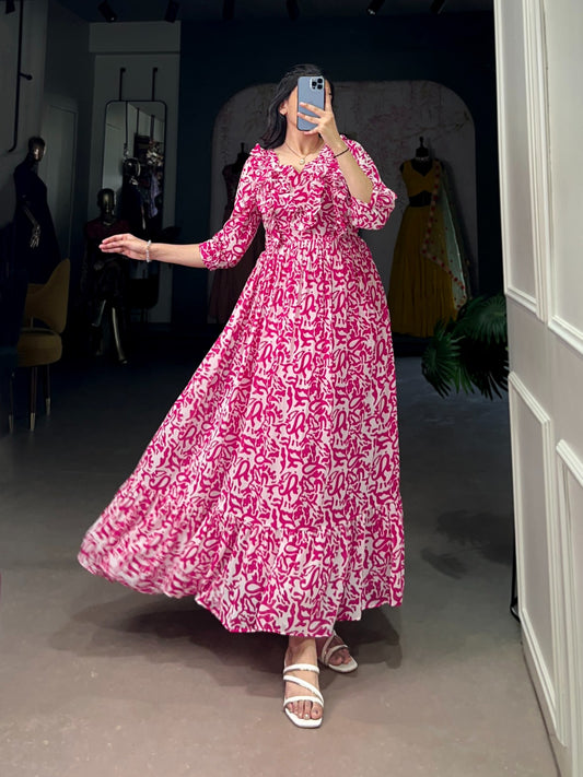 Designer Summer Frock in Georgette With Print Western Dress