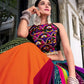 Multi Color Original Mirror Gamthi Work With Lace Touch Up Rayon Chaniya Choli