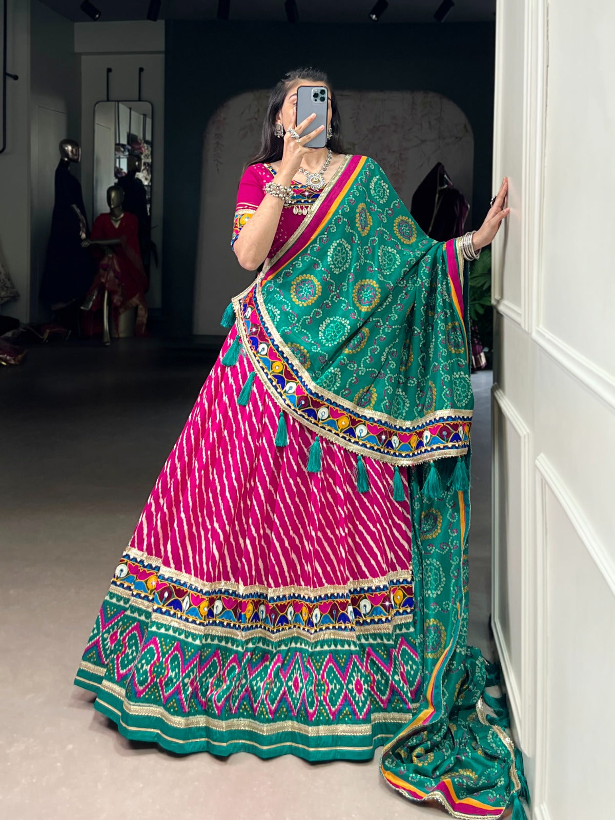 Monarch Latest Ikat Printed Patola Dola Silk Lehenga Choli With Traditiona Dupatta and Separate Blouse Pis