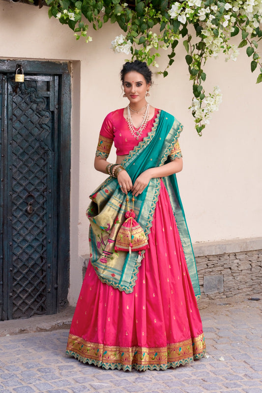 Embroidered Jacquard Silk Lehenga Choli